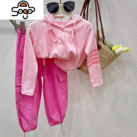 女童套装春秋款2022新款洋气时髦女大童秋装工装裤儿童卫衣两件套 七色王国