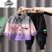童装男童秋装牛仔套装2022新款中大童春秋运动衣服儿童秋季帅气潮 七色王国