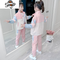 女童休闲运动套装春秋装韩版中大童时髦两件套洋气儿童秋季三件套 七色王国