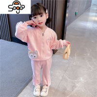 女童星黛露套装春秋新款洋气宝宝棒球服儿童韩版喇叭裤两件套 七色王国