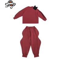 设计女童卫衣套装2022秋装新品枣红色设计感猫咪潮 七色王国