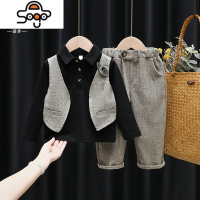 男童秋装套装2022新款儿童帅气英伦范两件套宝宝春秋西服时髦礼服 七色王国