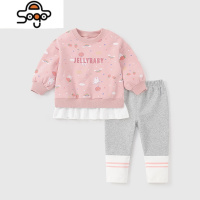 女童运动套装一两岁儿童秋冬薄绒衣服小女孩加绒婴儿秋季宝宝秋装 七色王国