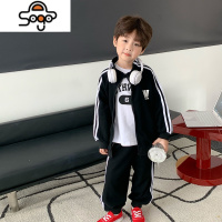 男童套装时尚儿童秋装潮侧边条童装帅气2022新款春秋衣服小童3岁6 七色王国