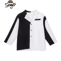 男童黑白撞色拼接西装套装儿童春秋走秀设计感演出服 七色王国