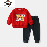 宝宝运动套装2022春季新款男童卫衣两件套儿童衣服奥代尔棉 七色王国