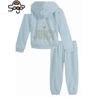 自然清透的浅蔚蓝纯净又J/CC秋季女童纯色天长袖休闲套装 七色王国