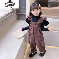 女童连衣裙套装春秋季洋气儿童装时髦小童女宝宝背带裤两件套裙子 七色王国