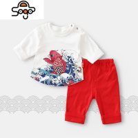 男宝宝春秋套装婴儿衣服早秋女孩儿童一周岁两岁生日潮服 七色王国