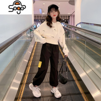 女童套装春装2022新款洋气时髦网红春秋季中大童儿童工装裤两件套 七色王国