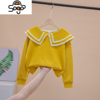 女童长袖t恤春秋上衣甜美百搭女童打底衫长袖洋气娃娃领保暖卫衣 七色王国