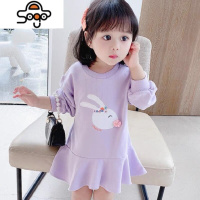 女童连衣裙2022新款韩版5女宝宝长袖T恤卫衣裙子小女孩洋气春秋装 七色王国