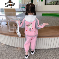 女童棒球服秋装2022新款儿童洋气运动套装春秋宝宝韩版卫衣三件套 七色王国