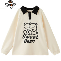 女童POLO领卡通卫衣2022秋装新款儿童套头衫中大童学院风翻领上衣 七色王国