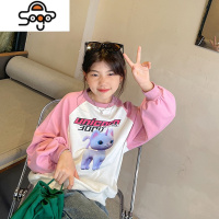 女童卫衣2022春秋新款中大童韩版印花儿童拼接薄款上衣 七色王国