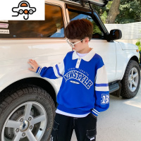 男童卫衣复古大Polo领春秋款2022新款克莱因蓝上衣美式运动潮 七色王国