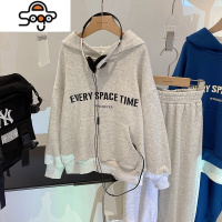 童装男童春秋季字母连帽卫衣运动套装儿童酷帅时髦两件套 七色王国