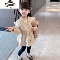 女童秋装外套秋季韩版洋气时髦女宝宝长袖披肩娃娃领风衣儿童秋款 七色王国