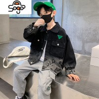 儿童装中大男童牛仔外套春秋款男孩秋装2022新款炸街夹克上衣帅气 七色王国