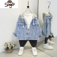 男童牛仔外套秋装2022新款小儿童装连帽牛仔衣春秋款夹克宝宝上衣 七色王国