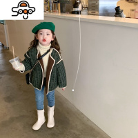 女童秋冬加厚外套2022新款韩版洋气羊羔绒呢子女宝宝冬装时髦衣服 七色王国