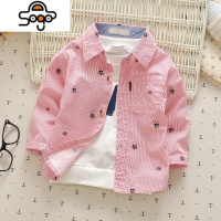 小孩婴儿衬衣男女童长袖条纹棉布衬衫宝宝春秋装小童上衣卡通 七色王国