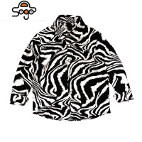 韩版男童长袖衬衫2022春季新品男宝宝斑马纹衬衣中小童男孩帅气潮 七色王国