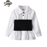 女童衬衫2022春秋装新款儿童洋气束腰连衣裙女宝宝韩版长袖衬衣潮 七色王国