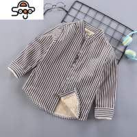 宝宝男童加绒衬衫儿童韩版加厚棉衬衣男孩春秋长袖新款秋冬装上衣 七色王国