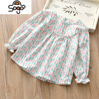 女童春秋2022新款女童长袖衬衣连衣裙韩版百搭印花衬衫棉宝宝上衣 七色王国