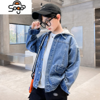 男童春秋外套新款韩版中大童连帽宽松休闲上衣潮童百搭洋气牛仔服 七色王国