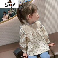 韩版2022秋装新款女童碎花长袖娃娃衬衫女宝宝洋气公主打底薄上衣 七色王国