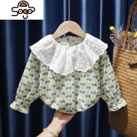 女童宝宝长袖花衬衫小童洋气公主娃娃衫婴儿韩版衬衣儿童秋装上衣 七色王国