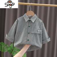 经典格子~2022春季男童棉质格子衬衫中小童宝宝春秋洋气长袖衬衣 七色王国
