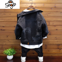 儿童春秋装牛仔外套 男童韩版时尚牛仔服夹克 中大童牛仔上衣潮 七色王国