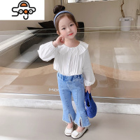 女童白色衬衫2022春秋新款韩版洋气小女孩长袖上衣薄款女宝宝衬衣 七色王国