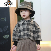 砚台家童装男童帅气格子衬衫儿童长袖衬衣宝宝中小童春秋装潮 七色王国
