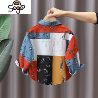 男童衬衫秋季花炸街韩版儿童帅气潮小童新款春秋长袖宝宝时髦秋装 七色王国