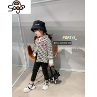 女童秋装衬衫2022新款儿童韩版洋气时髦格子长袖上衣春秋宝宝衬衣 七色王国
