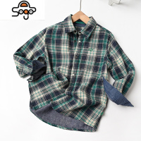 双层柔软纱布 儿童格子衬衣 男童女童卡通刺绣长袖衬衫 新款 七色王国