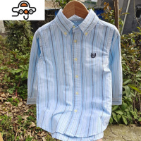 美单男童男宝宝绅士春款柔软牛津纺打底长袖衬衫衬衣条纹格子 七色王国