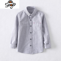 男童白色衬衫学生校园版长袖衬衫2022秋款翻领衬衣男孩演出服韩版 七色王国