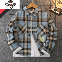 男童炸街格子衬衫春秋新款中大童韩版衬衣儿童休闲外套秋装男孩潮 七色王国