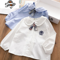 女童白衬衫长袖学院风2022新款儿童jk白色翻领衬衣英伦上衣春秋 七色王国