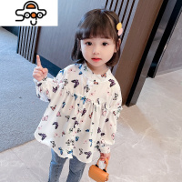 女童雪纺娃娃衫春秋儿童长袖t恤秋装薄款衬衫宝宝蝴蝶洋气上衣潮 七色王国