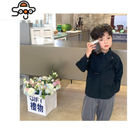 貌貌妈家童装2022秋季新款韩版男小童纯色衬衫宝宝长袖休闲衬衣潮 七色王国