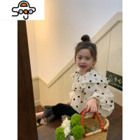 花屿象女童波点雪纺娃娃衫22秋季新款儿童泡泡袖长袖衬衫秋装上衣 七色王国