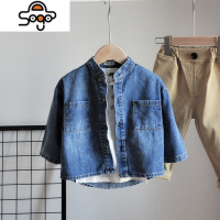 男童牛仔衬衫长袖秋季20童装男宝宝秋装小童上衣新款童装儿童衬衣 七色王国