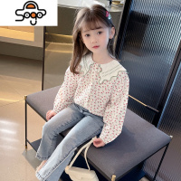女童碎花衬衫长袖秋装2022新款小女孩洋气韩版娃娃领儿童衬衣 七色王国