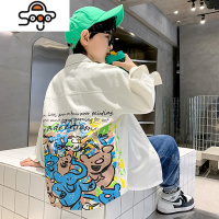 男童痞帅衬衫春秋款长袖男孩潮帅气炸街早秋上衣薄款酷儿童花衬衣 七色王国